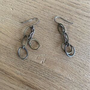 Metal Chain‎ Pierced Earrings Women’s Jewelry Gold Bronze Preloved
